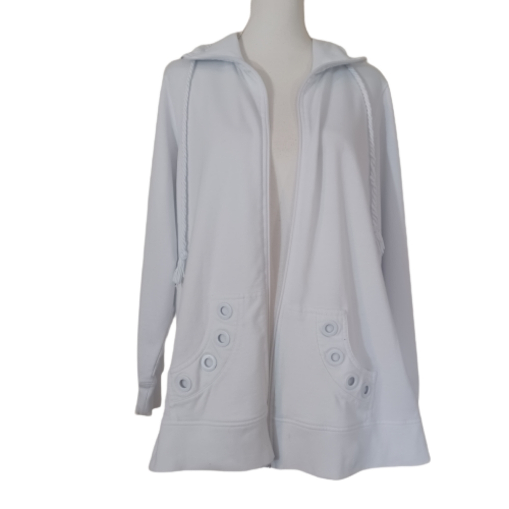 High Fifth Woman Plus Size White Zipper Sweater Winter Top in size 2X